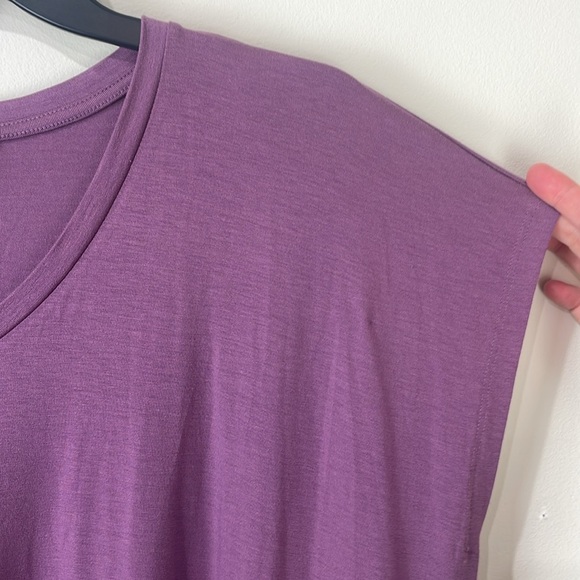 Eileen Fisher Tee T shirt Top Dusty Plum Dolman Cap Sleeve Women’s Small Boxy - Picture 5 of 9